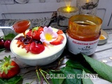 Creme à la vanille aux fruits et baies rouges et confiture d'églantine sauvage