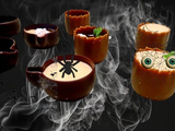 Halloween - Mini coupelles et mini tasses au chocolat au lait fraise et chocolat noir