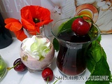 Mousse crème cerises /confit de génépi