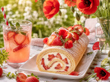 Roulé aux fraises mascarpone & limonade fraise