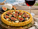 Tarte aux figues, fromage et noix