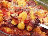 Gratin de gnocchis - tomates origan & saucisses fumees