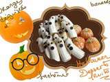 Desserts aux fruits pour Halloween (bananes, oranges, clémentine)