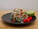 Salade de quinoa, haricots rouges, poivrons, feta, noix de pécan