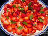 Rhubarbe et fraises en faisselle