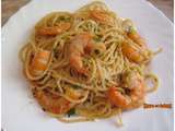 Spaghetti à l'huile et à l'ail aux crevettes