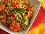 Salade quinoa, bulgour et légumes rôtis à la marocaine