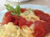 Raviolis mozarella, tomates séchées et parmesan