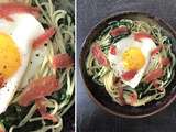 Spaghettis aux épinards et œuf sur le plat | Une recette à moins d’1 €