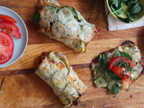 Wrap de courgette au four, fromage de brebis, chèvre frais et truite fumée