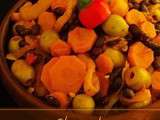 Chermoula aux poivrons, carottes, oignons, olives et haricots rouges
