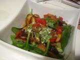 Salade d'épinards au bleu, champignons variés à l'huile d'argan