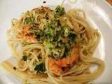 Spaghetti aux crevettes et courgettes