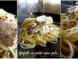 Spaghetti au poulet sauce pesto
