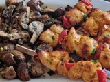 Brochettes de Poulet et Champignons à l’Ail