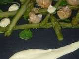 Salade de bulots aux asperges vertes et son aïoli au gingembre