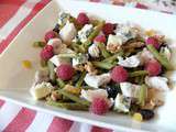 Salade de haricots verts, dinde, roquefort et fruits secs
