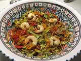 Plat complet : Salade de légumes et crevettes cuits au four