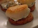 Scallops on a Parmesan biscuit
