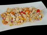 Simple et délicieuse : salade de perles de blé, maïs, feta et pomme