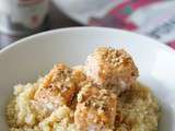 Quinoa cuit façon risotto, cubes de saumon au mélange d'épices Dukkah