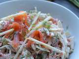 Salade coleslaw revisitée au saumon fumé, sauce à l'aneth