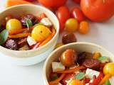 Salade gourmande aux tomates, feta et chorizo