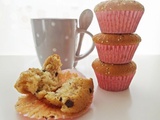 Muffins chocolat blanc, purée de sésame & pépites de chocolat noir