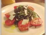 Salade tiède d’agretti et de tomates aux copeaux de parmesan