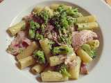 Pâtes régressives: pesto, brocoli et jambon