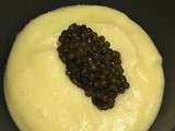 Caviar sur une mousseline de pommes de terre ratte fumées au haddock d' e. Fréchon