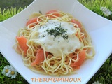 Spaghettis au samon fume (thermomix)
