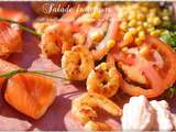 Salade fraîcheur et rouleaux de saumon au tarama au Thermomix