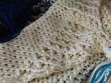 Tricoter un châle en jersey endroit, en coton pima teintes bleues… (1)