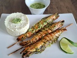 Gambas marinées à la sauce verte