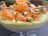 Panna cotta de bleu d'Auvergne au saumon fumé et à l’avocat