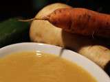 Soupe de panais, carotte et courgette