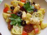 Salade piémontaise revisitée (calamar, chorizo et artichaut)