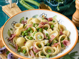 Orecchiette petits pois menthe et jambon cru