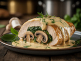 Poulet farci aux champignons et épinards : recette gourmande à la sauce crémeuse