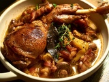 Cuisse de canard aux lardons mijotée en cocotte
