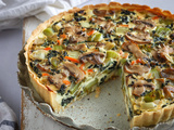Tarte vegan fondante aux poireaux et champignons