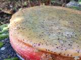 Cheesecake aux pralines roses et gelée de Kiwis