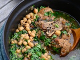 Jarret de veau aux 2 coriandres, pois chiches et huile de sésame