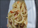 Spaghettis aux légumes facon carbonnara