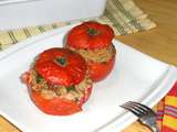 Tomates farcies aux riz complet et chairs des mergezs