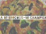 Pizza mi brocolis-mi champignons. (pâte faite maison)