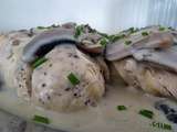 Roulés de blancs de poulet sauce champignons de paris