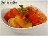 Panzanella, salade toscane au pain, tomates et poivrons de jamie oliver