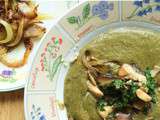 Soupe de lentilles vertes au chou kale, à la châtaigne et au shiitaké